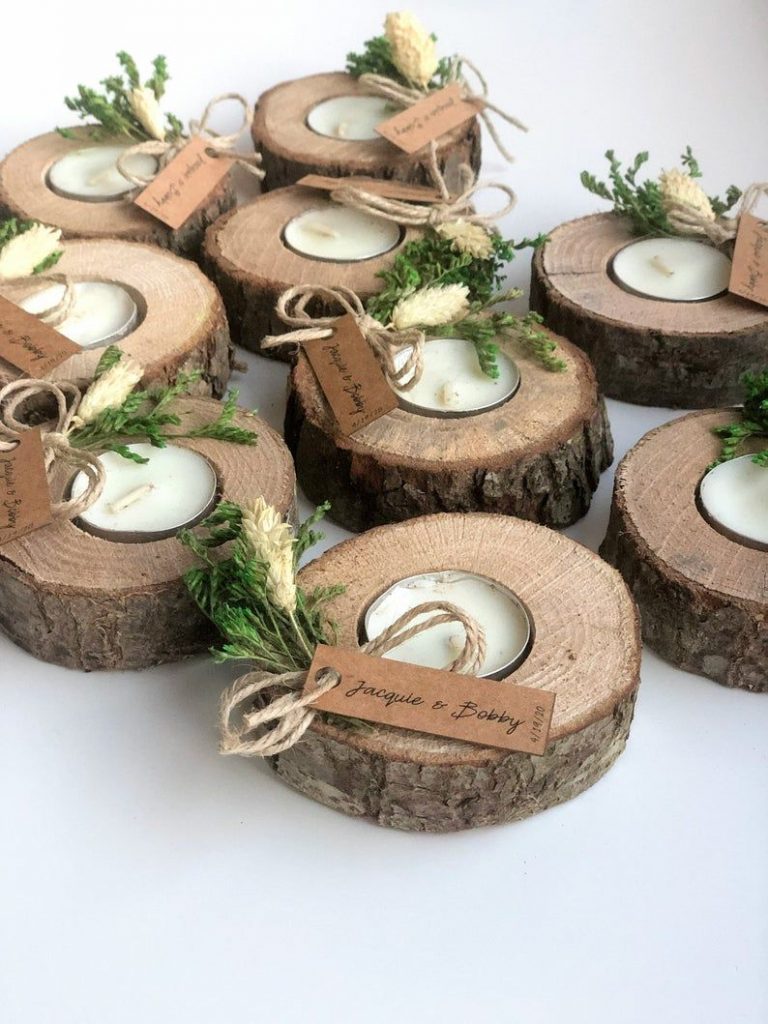 Sustainable Wedding Favor Ideas For An Eco-Friendly Wedding, Wedding favors for guests bulk gifts rustic wedding favor personalized favors wood favors tealight holder unique gift thank you gifts