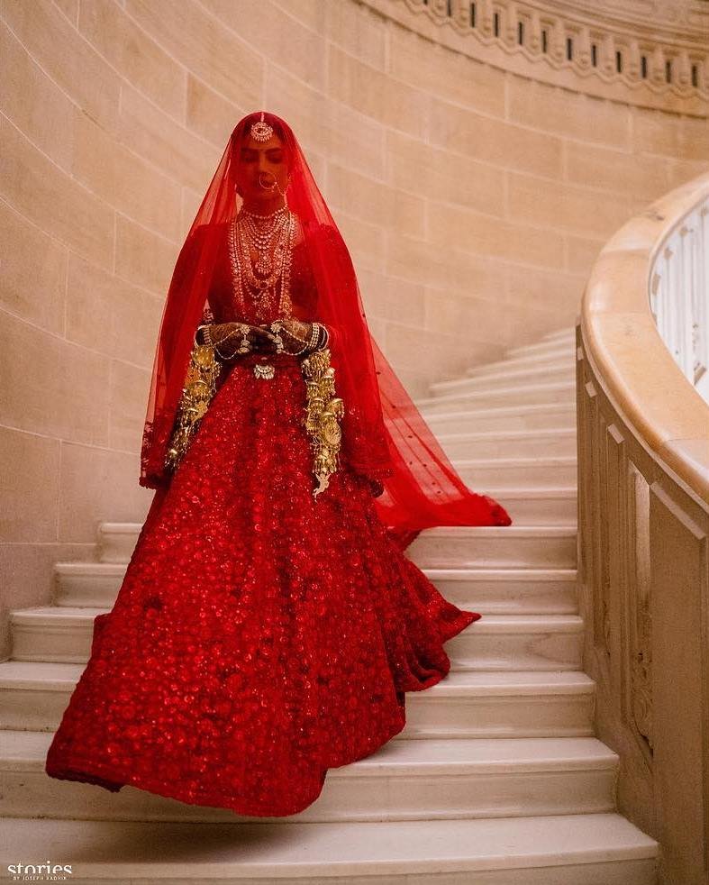 Elegant and Modern Indian Bridal Outfits With Veil, 1. storiesbyjosephradhik1